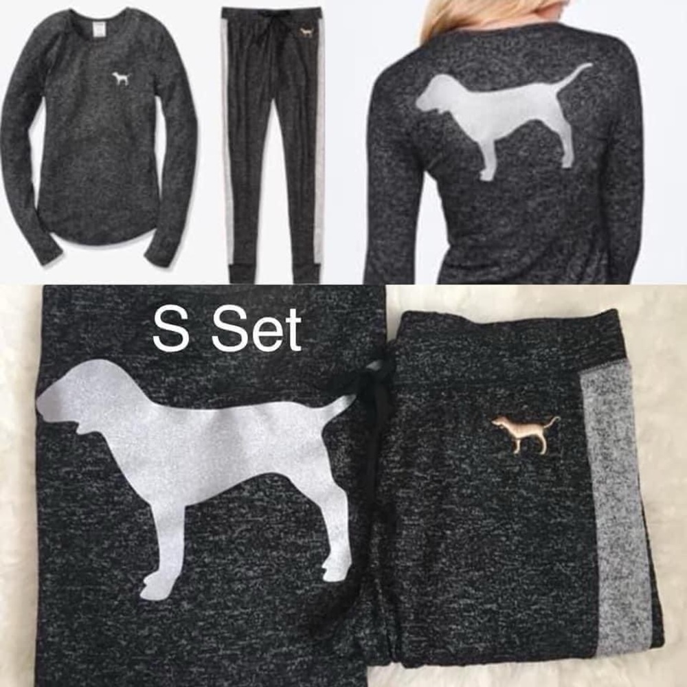 Black Victoria Secret PINK Sleep Shirt & Pant Set